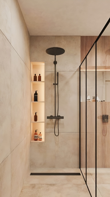Wall-mounted shower set with hand shower and sliding rail