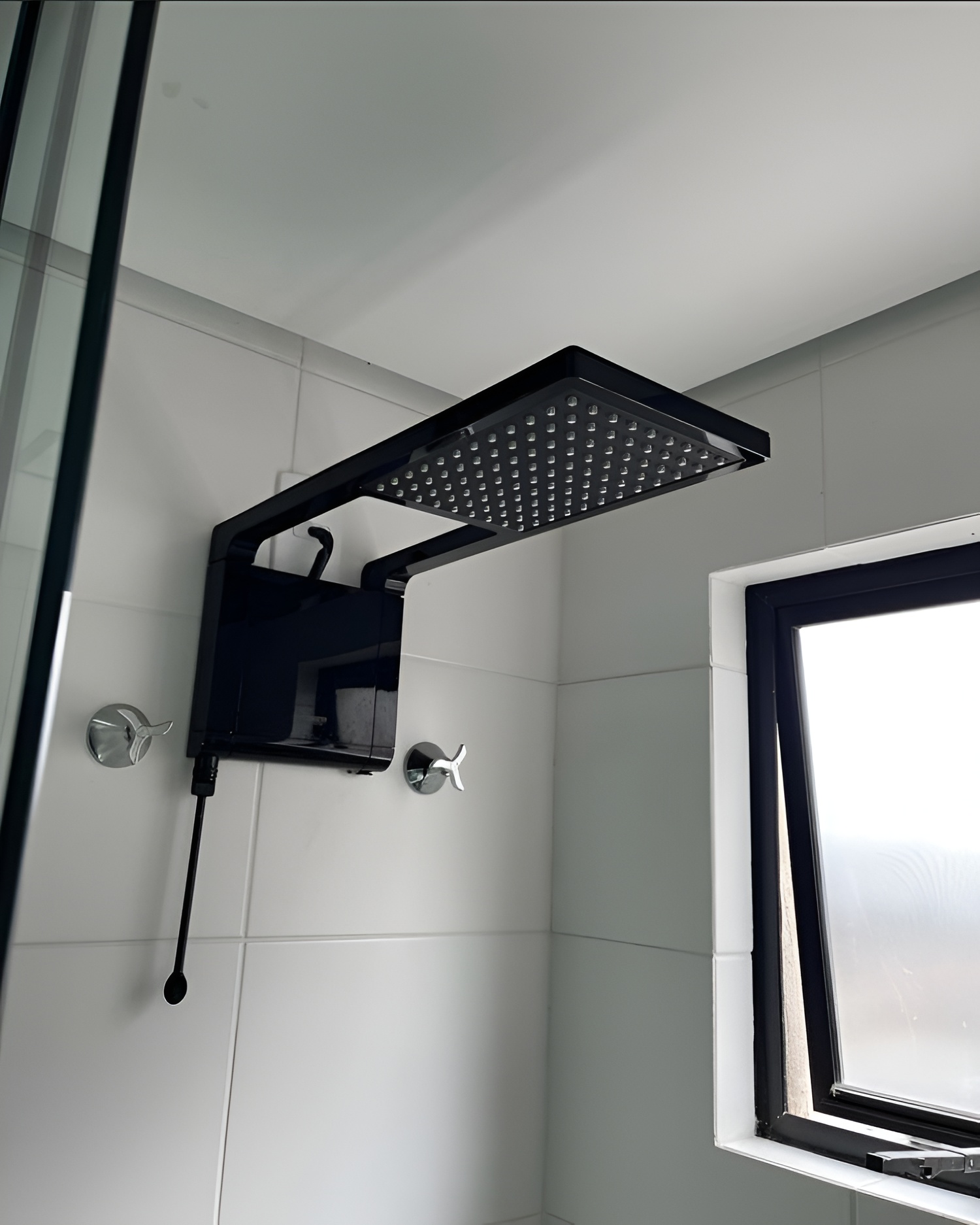 Brushed nickel shower set for contemporary bathroom interiors