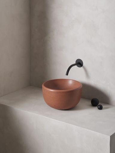 Wall-mounted ceramic basin for compact and modern bathrooms