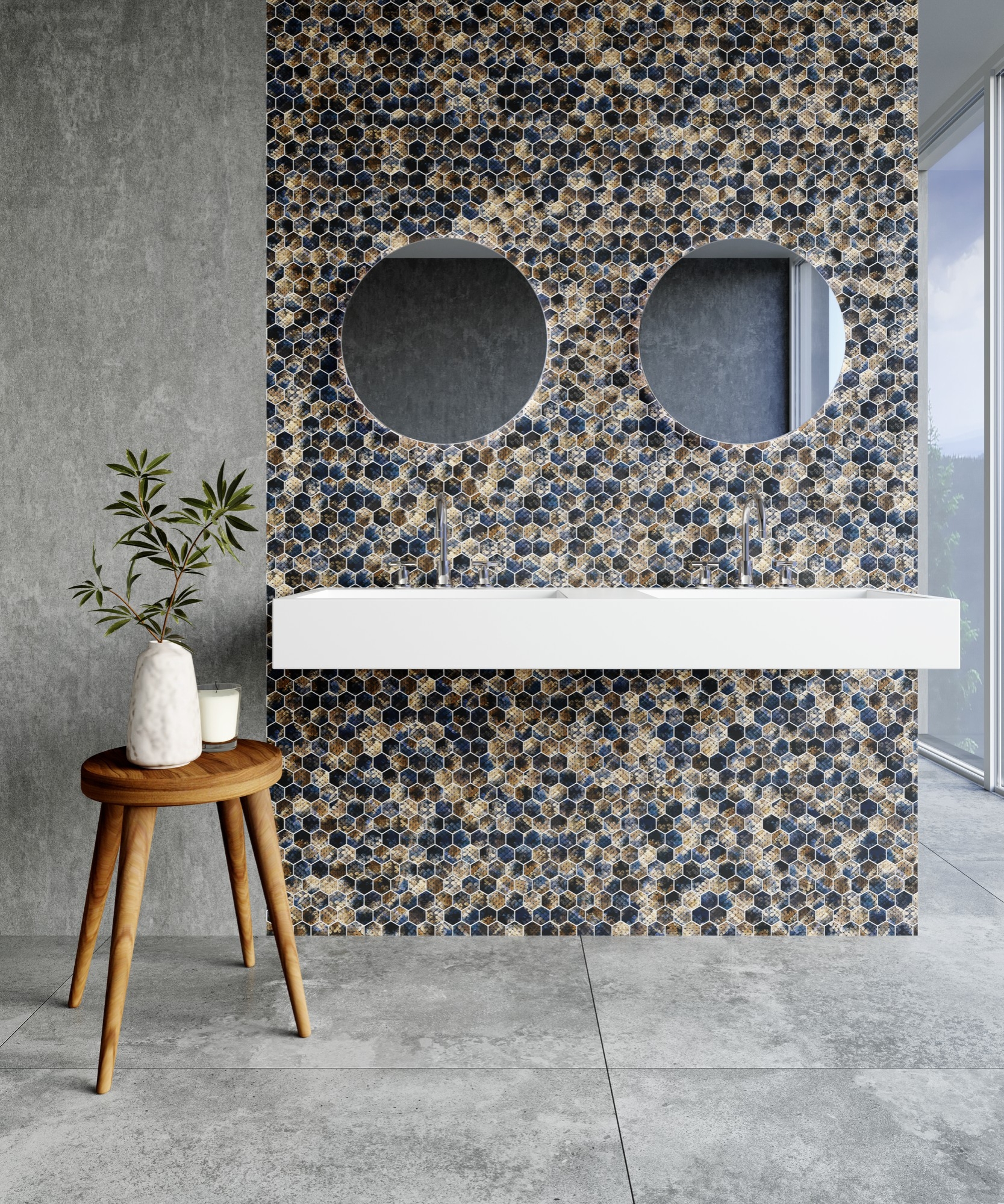 Light wood pattern tiles for minimalist interior design